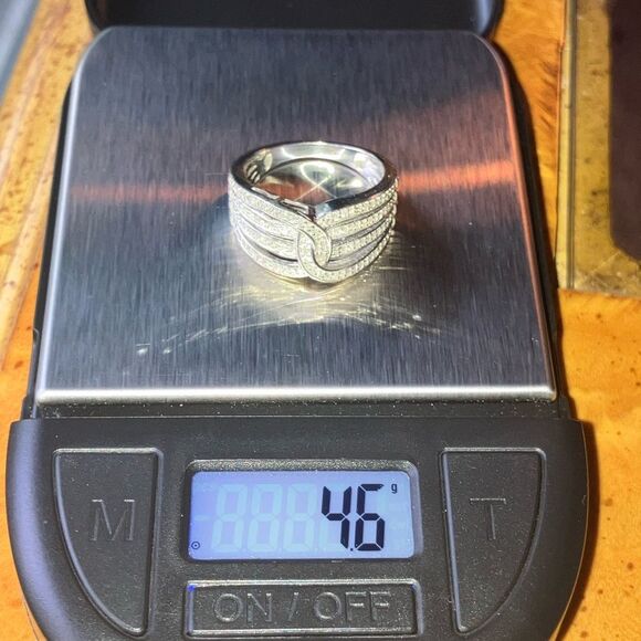 Natural White Diamond Sterling Silver Ring Size 7 - Picture 9 of 9